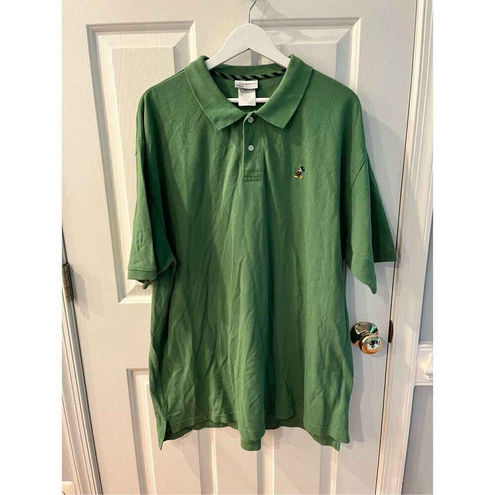 Walt Disney World Vintage Green Mickey Mouse Polo Shirt sz XL EUC